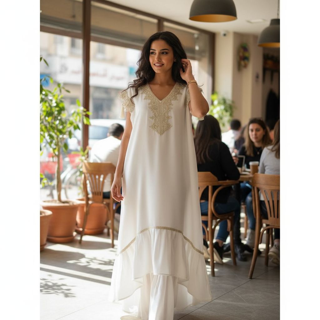 jebba femme blanche élégante à galon argent pour un look unique