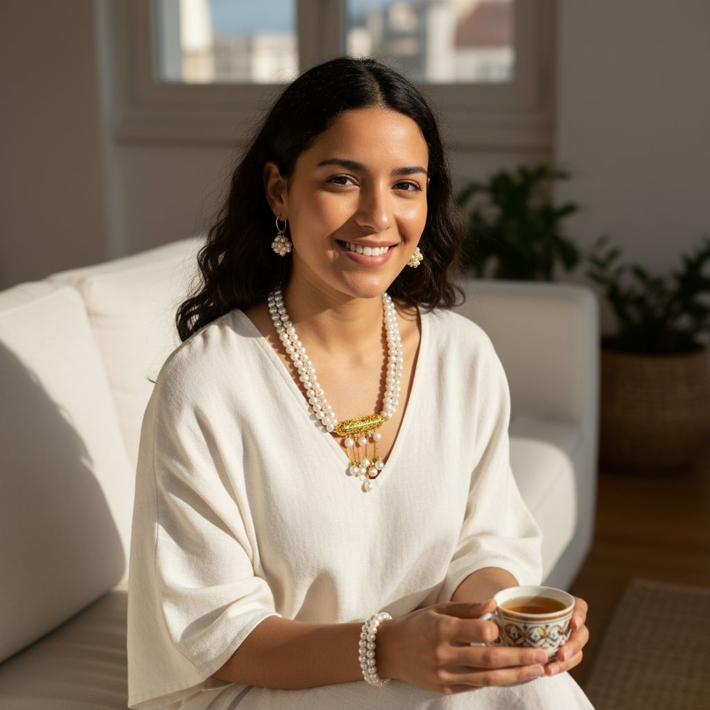 collier perle en cuivre doré 24k pour une élégance unique
