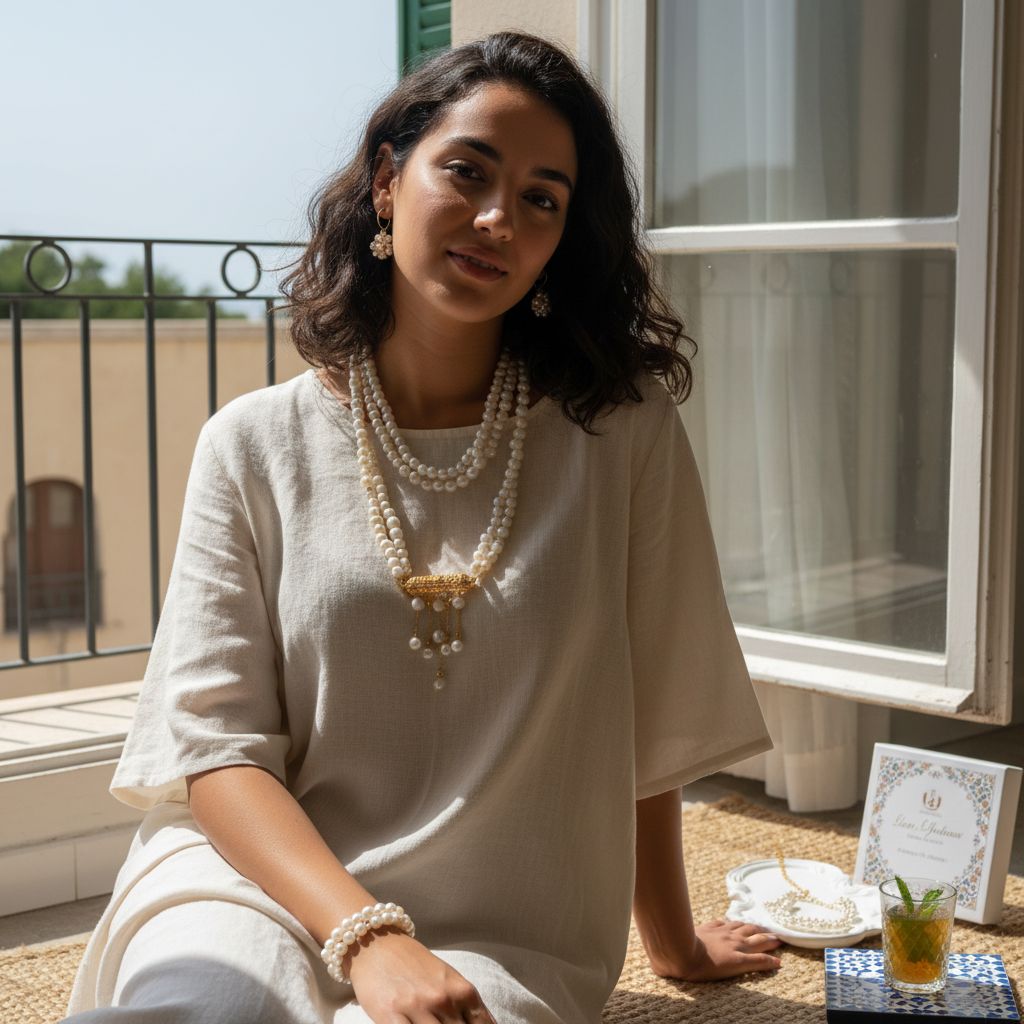 collier perle en cuivre doré 24k pour une élégance unique