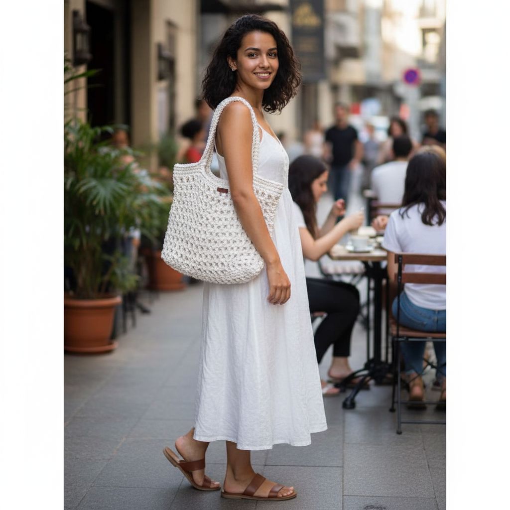 sac macramé exclusif en coton pour un style unique et chic