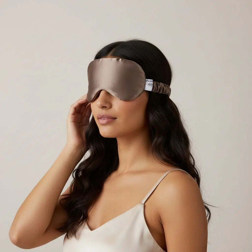 masque sommeil luxe marron anti lumière pour un repos parfait