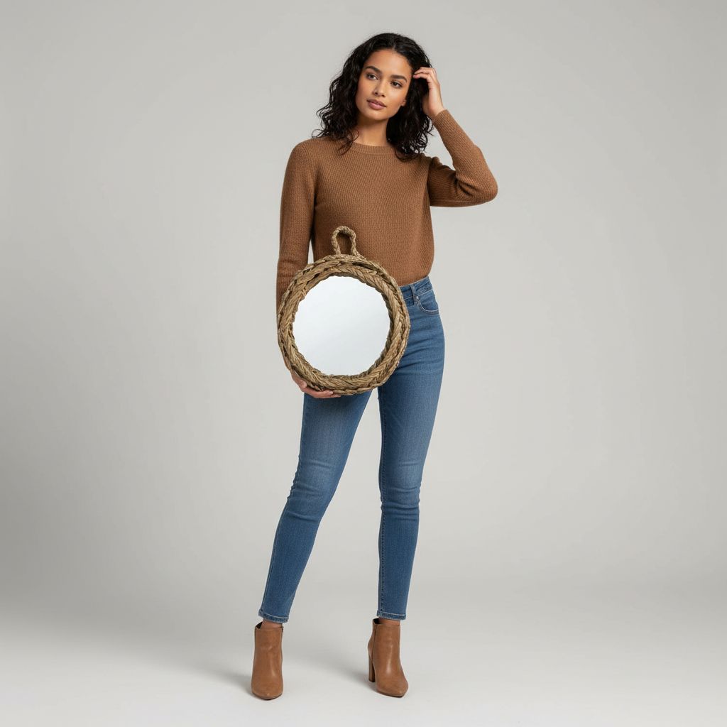 Miroir en halfa fait à la main diamètre 25 cm