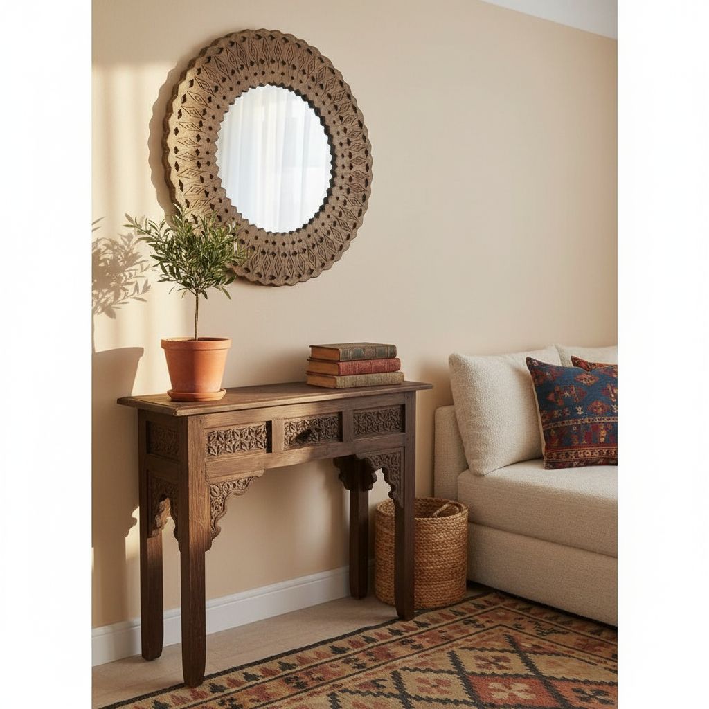 Miroir bois design 100x100 cm pour un intérieur chic et chaleureux