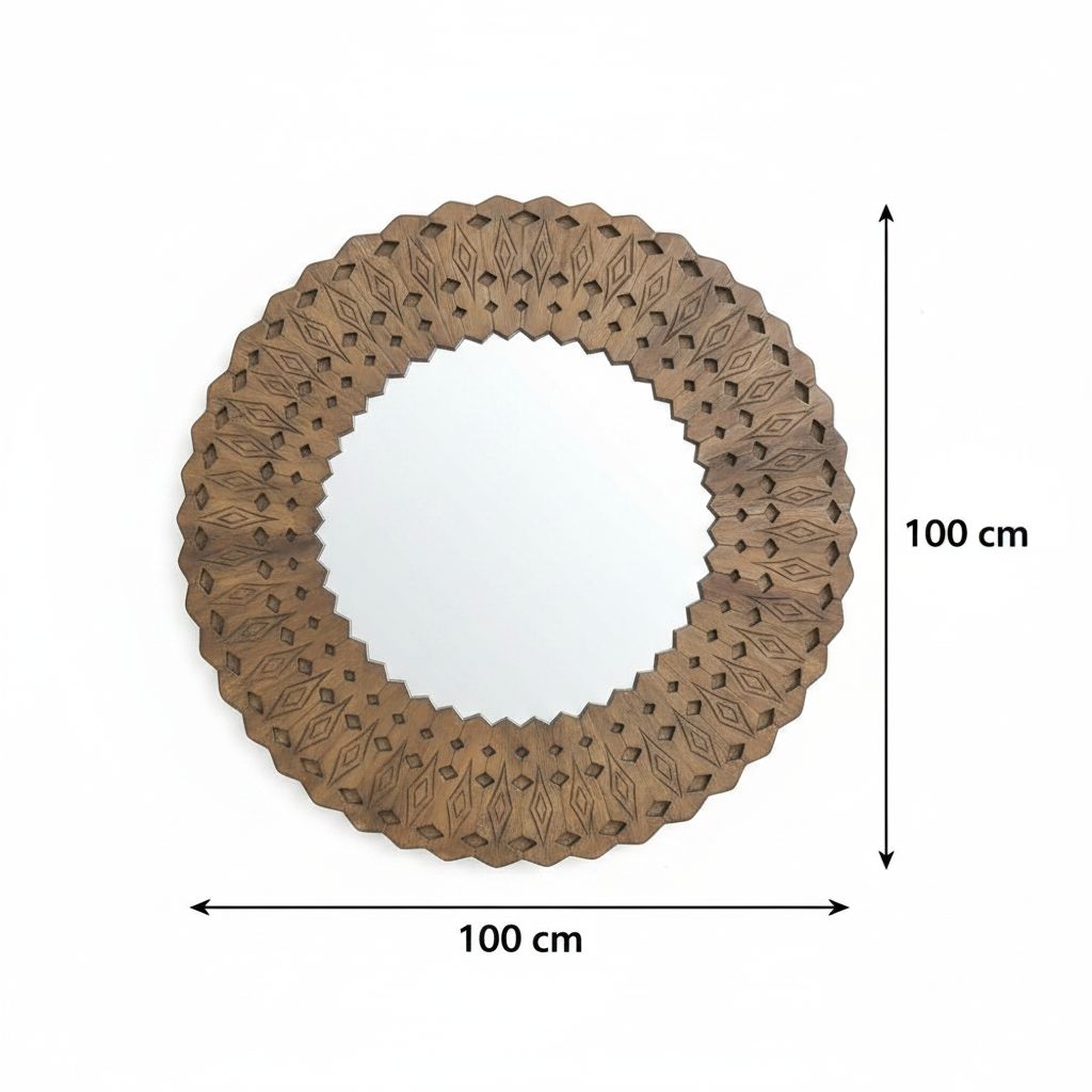 Miroir bois design 100x100 cm pour un intérieur chic et chaleureux