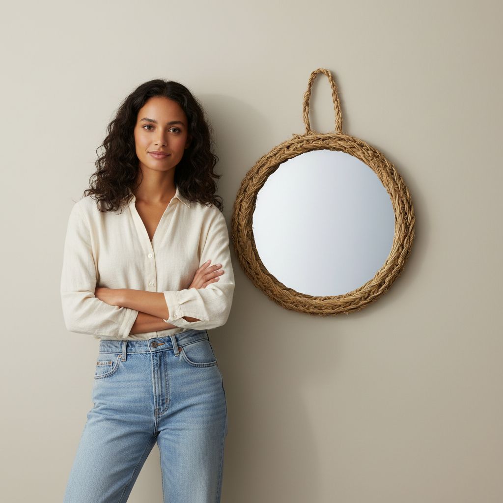 miroir fait main 30cm diamètre artisanal pour un intérieur chic
