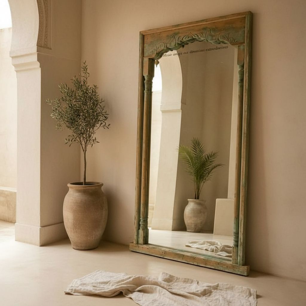 miroir plein pied exceptionnel bois naturel 200x107 cm