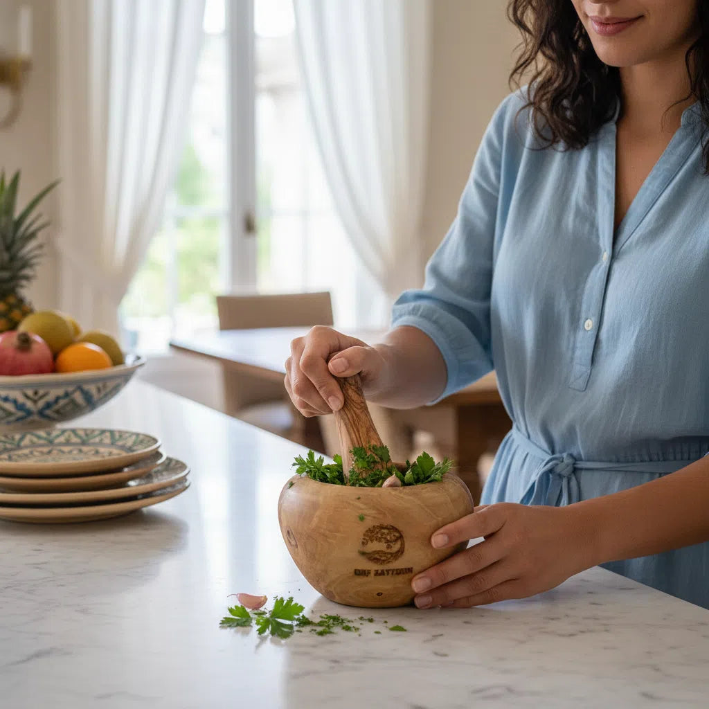 mortier bois olivier artisanal pour des saveurs authentiques