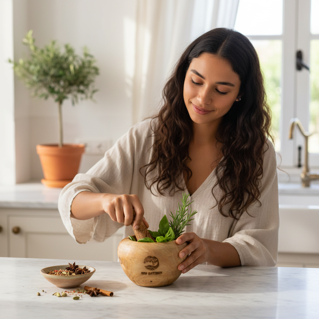 mortier bois olivier artisanal pour des saveurs authentiques