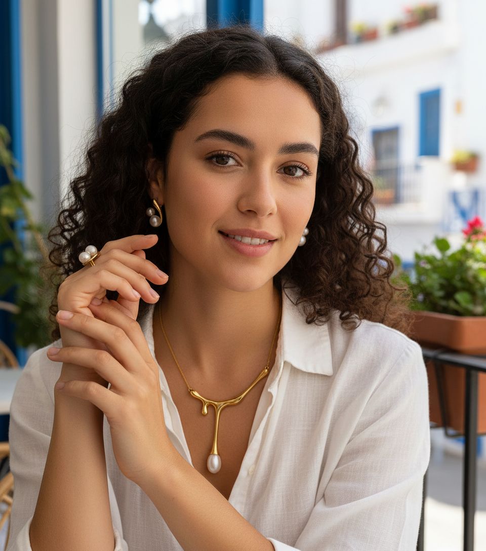 collier argent 925 or 24k avec vraies perles de culture exclusif