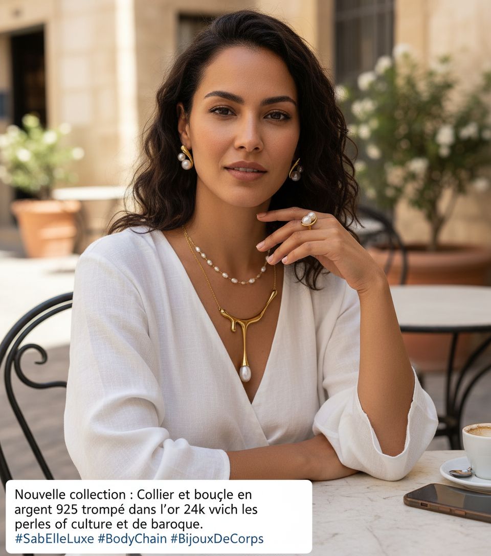 collier argent 925 or 24k avec vraies perles de culture exclusif