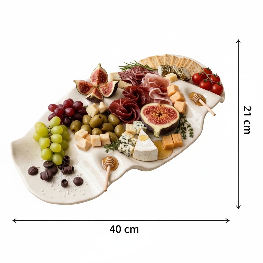 Plateau apéritif en céramique organique blanc cassé