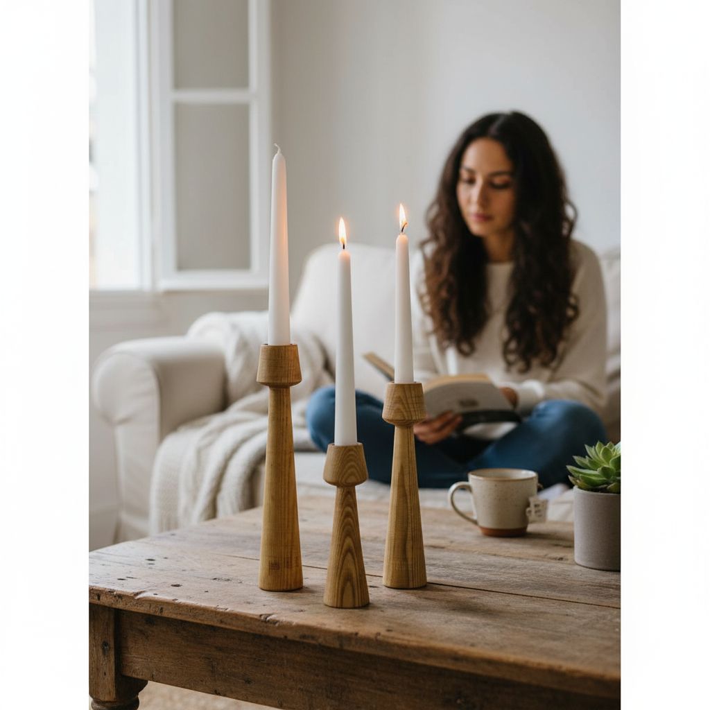 Porte bougie bois en frêne design naturel pour une ambiance chaleureuse