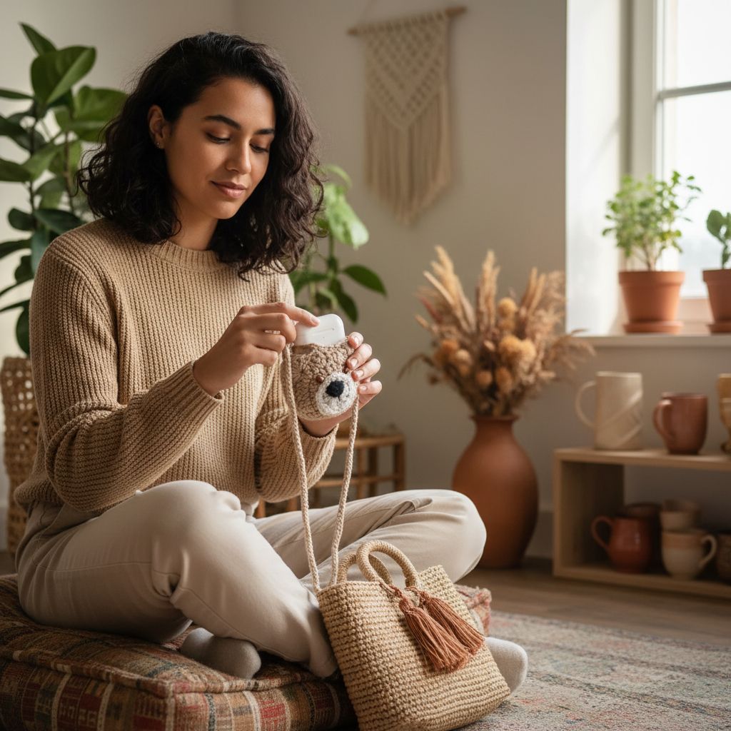 Porteairpods premium en crochet pour un style unique et tendance
