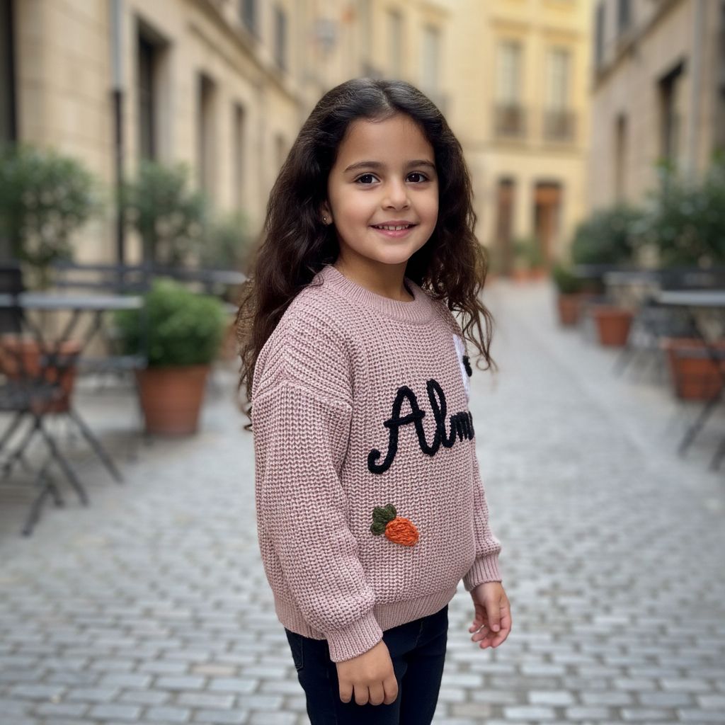 Pull personnalisé irrésistible pour fillette en couleurs tendance