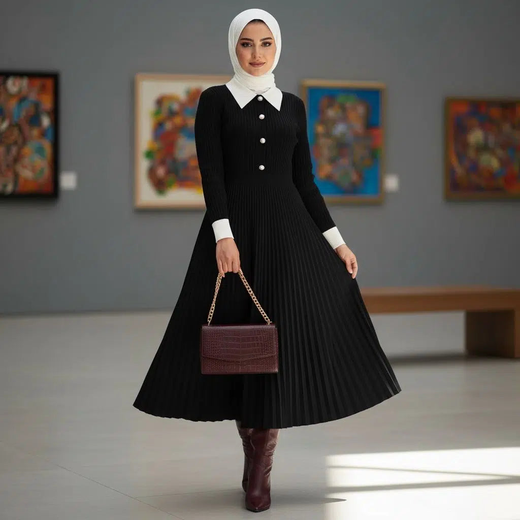 Robe noire en laine élégante pour un look irrésistible