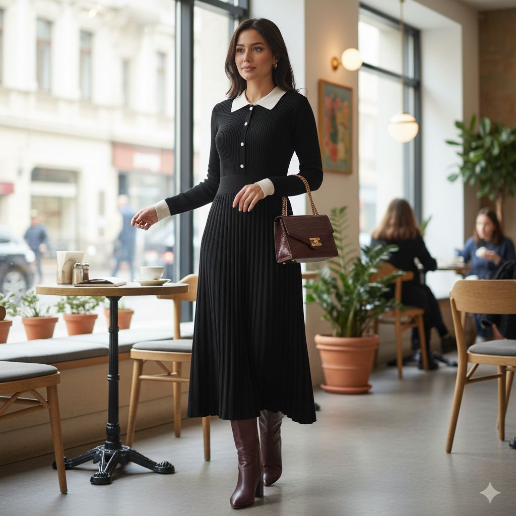 Robe noire en laine élégante pour un look irrésistible