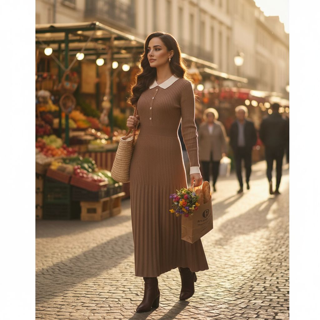 Robe marron en laine élégante pour un style intemporel