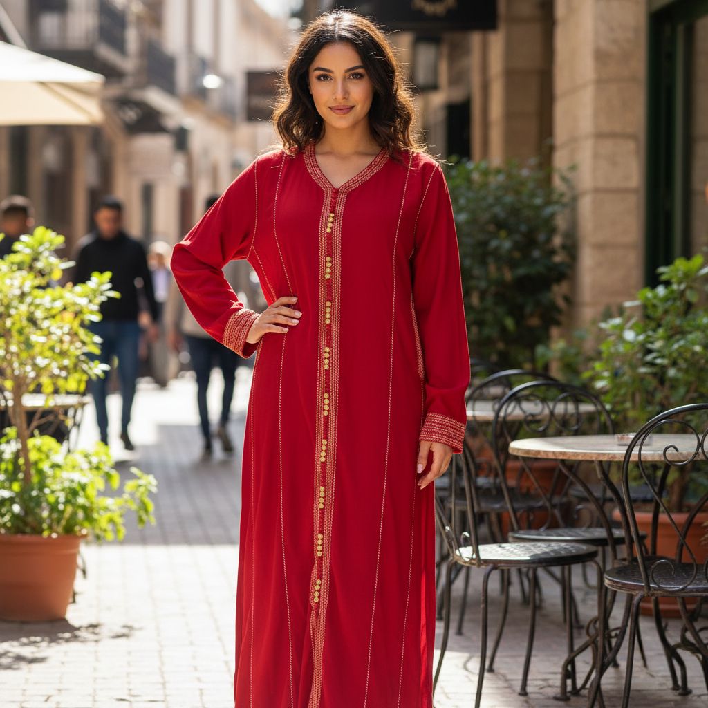 Robe marocaine rouge taille 38 40 élégance et tradition irrésistibles