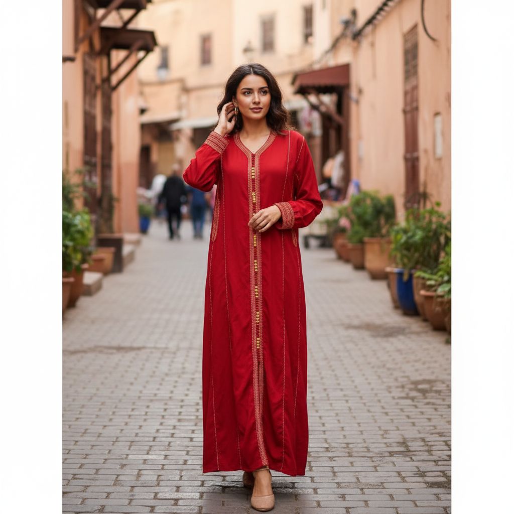 Robe marocaine rouge taille 38 40 élégance et tradition irrésistibles