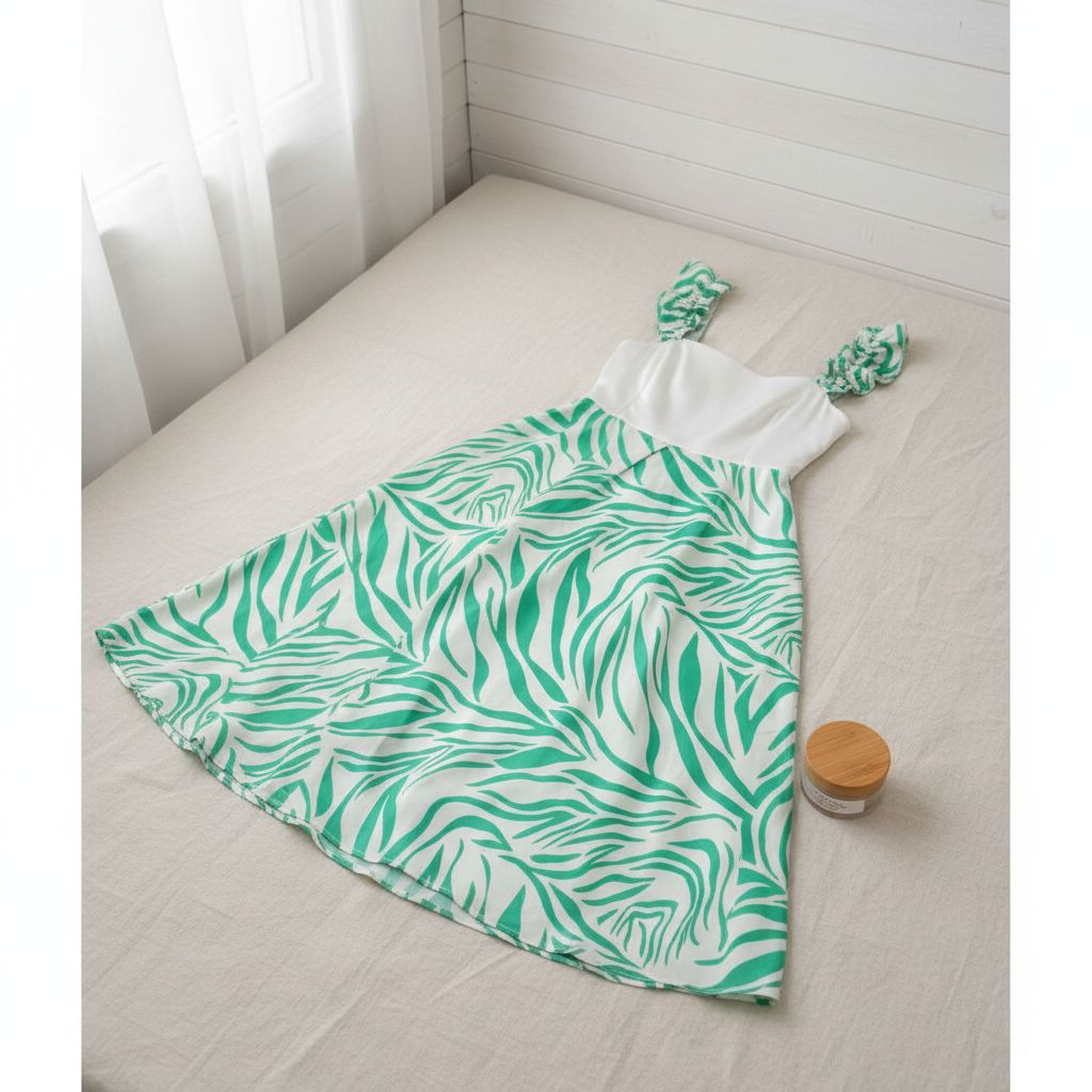 Robe évasée verte et blanche taille 40 pour un style irrésistible