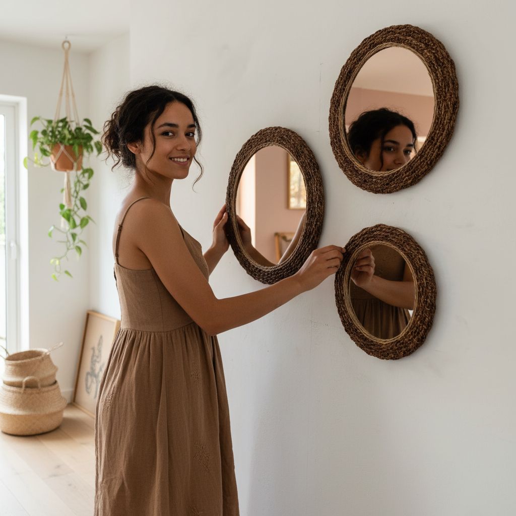 miroir rond élégant en marron pour un style raffiné