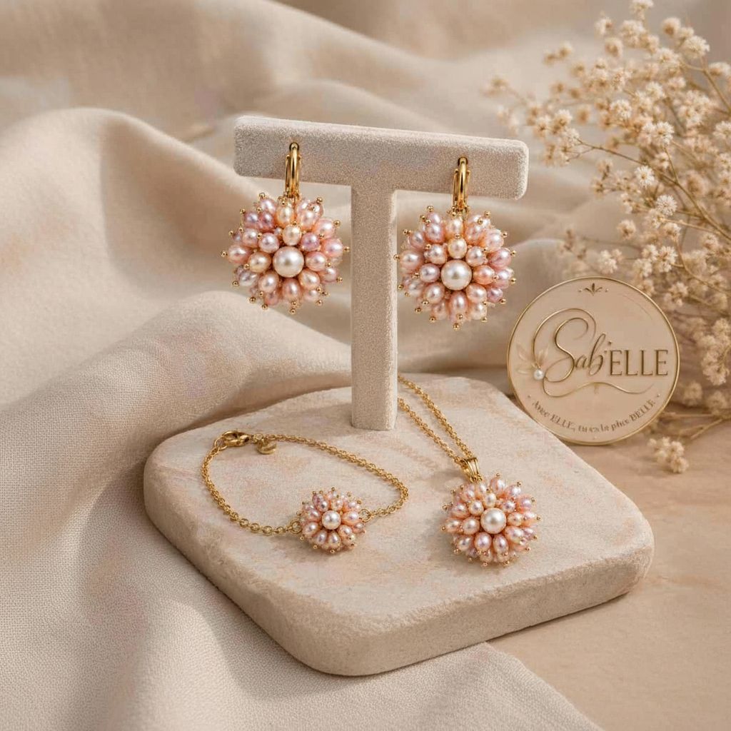 bijoux en argent exclusifs ornés de perles de culture rosé 24k