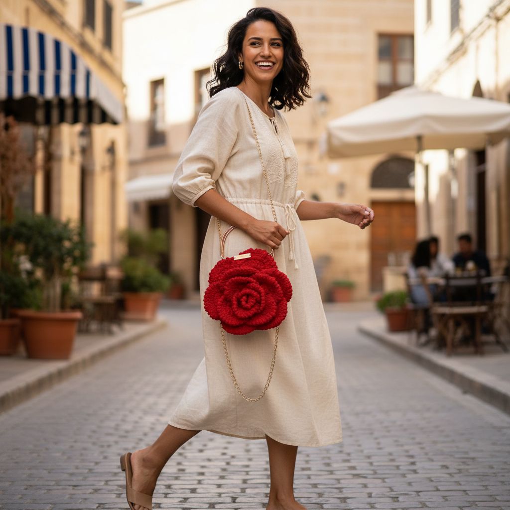 sac rouge fleuri pour un style unique et audacieux
