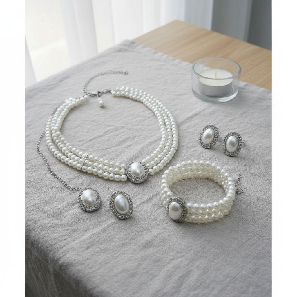 Serie de collier, bracelet, boucles et bague