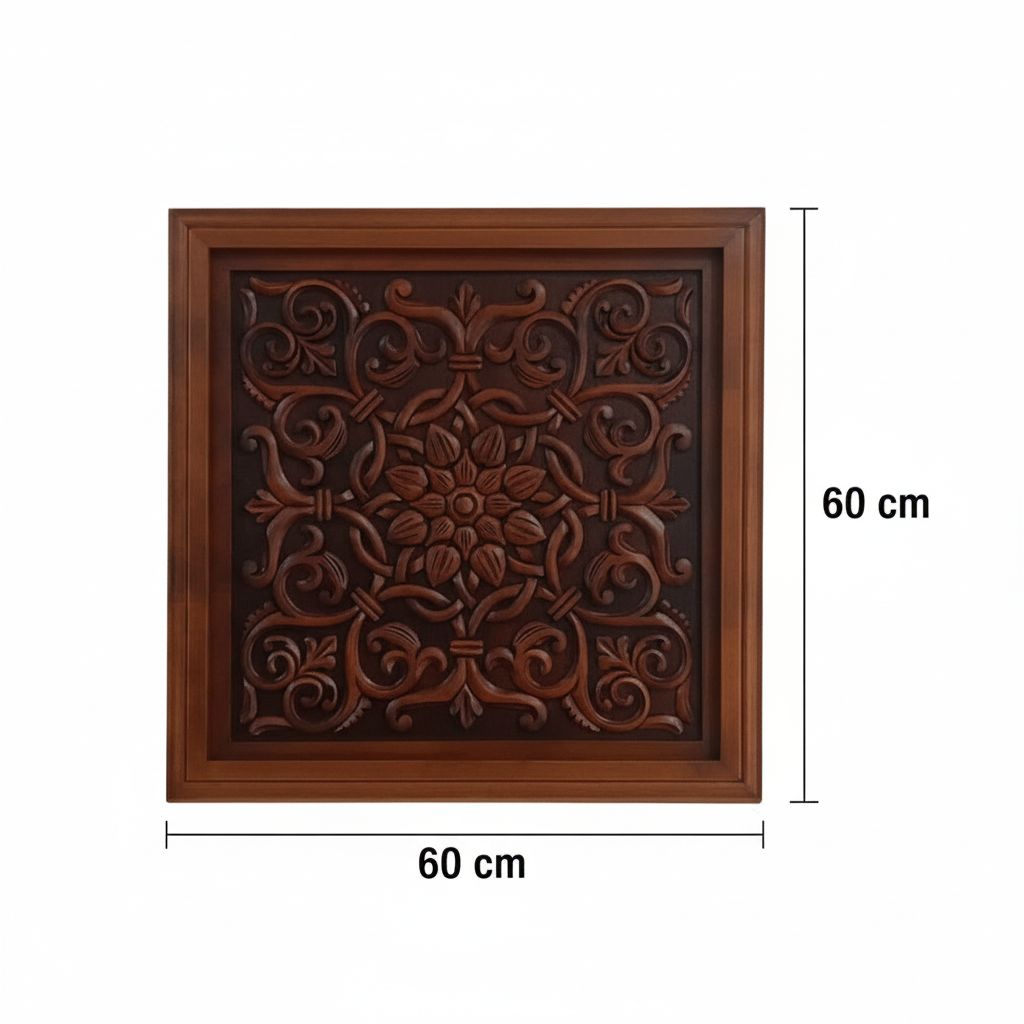 tableau en bois sculpté à la main 60 x 60 cm exclusif