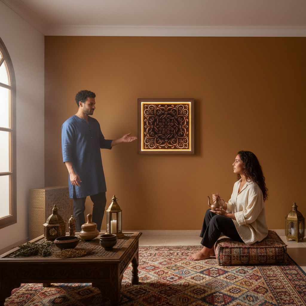 tableau en bois sculpté à la main avec éclairage élégant