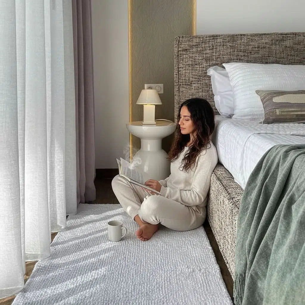 Tapis blanc BUBBLE en blanc neige une touche de luxe chez vous