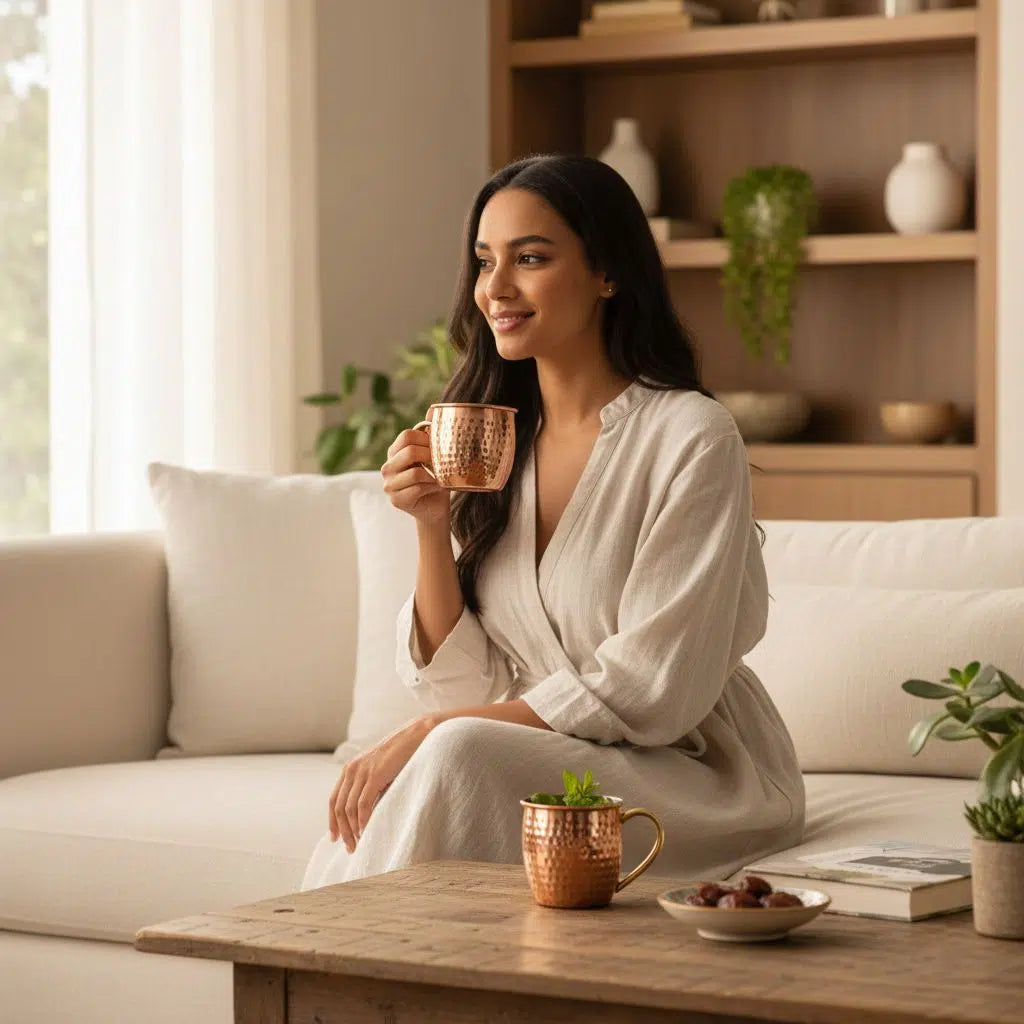Tasse cuivre rouge élégante pour une hydratation saine