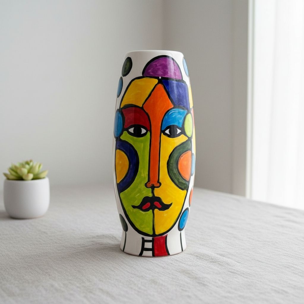 Vase abstrait en céramique émaillée design Pop Art irrésistible