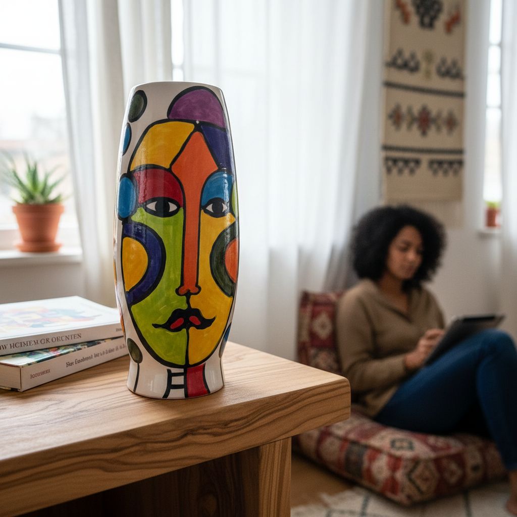 Vase abstrait en céramique émaillée design Pop Art irrésistible