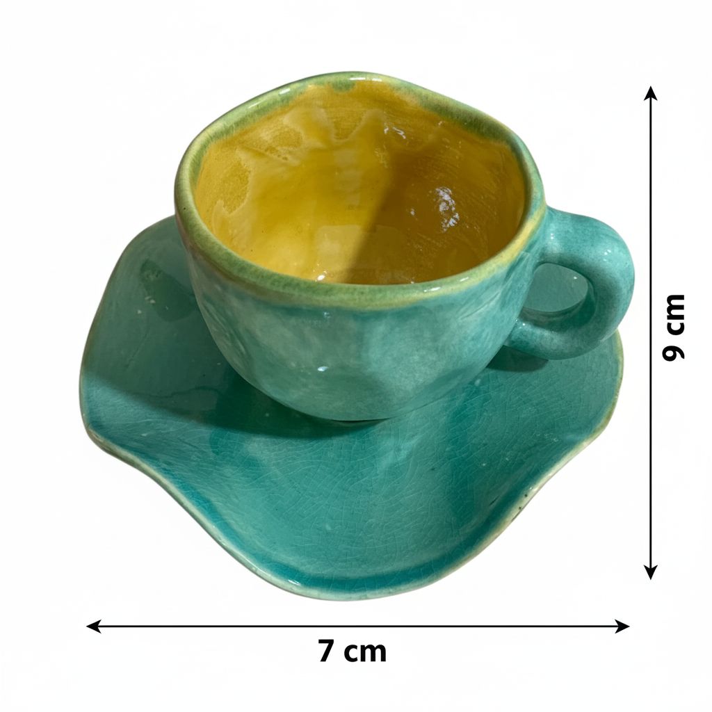 tasse wave élégante en bleu vert noir rose ivoire taille m