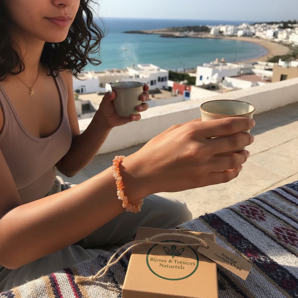 Bracelet pierres de soleil baroque élastique chic et lumineux