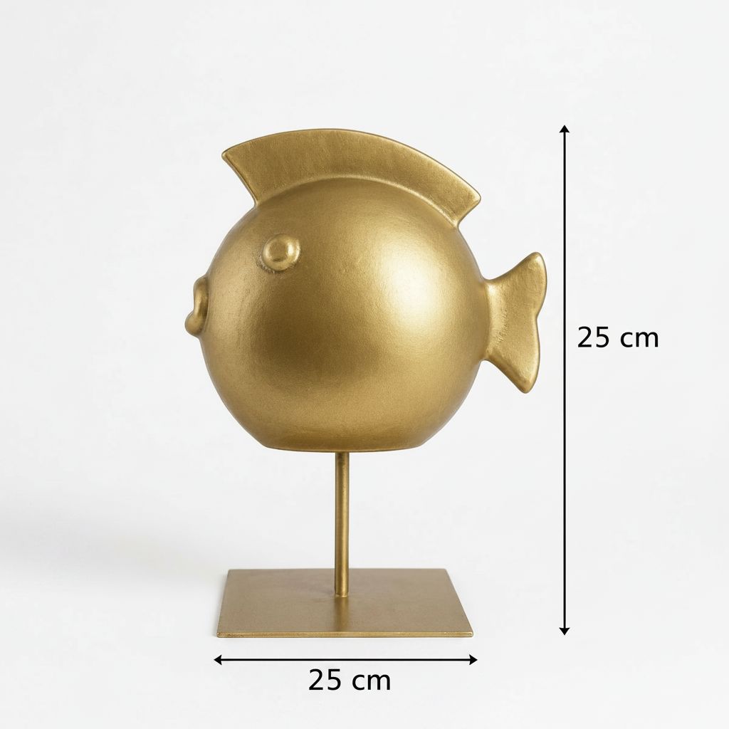 sculpture poisson doré design sur socle objet décoratif unique
