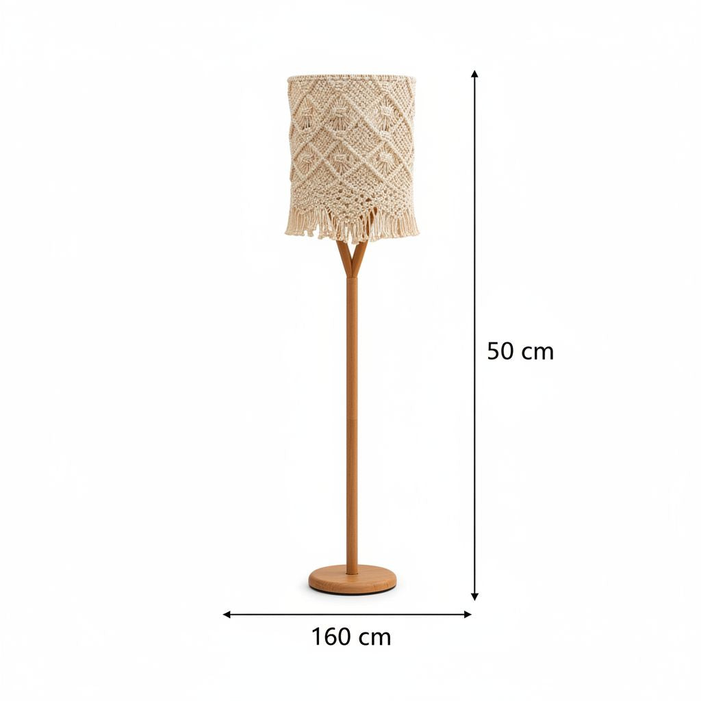 Lampadaire macramé beige naturel pour une ambiance chaleureuse