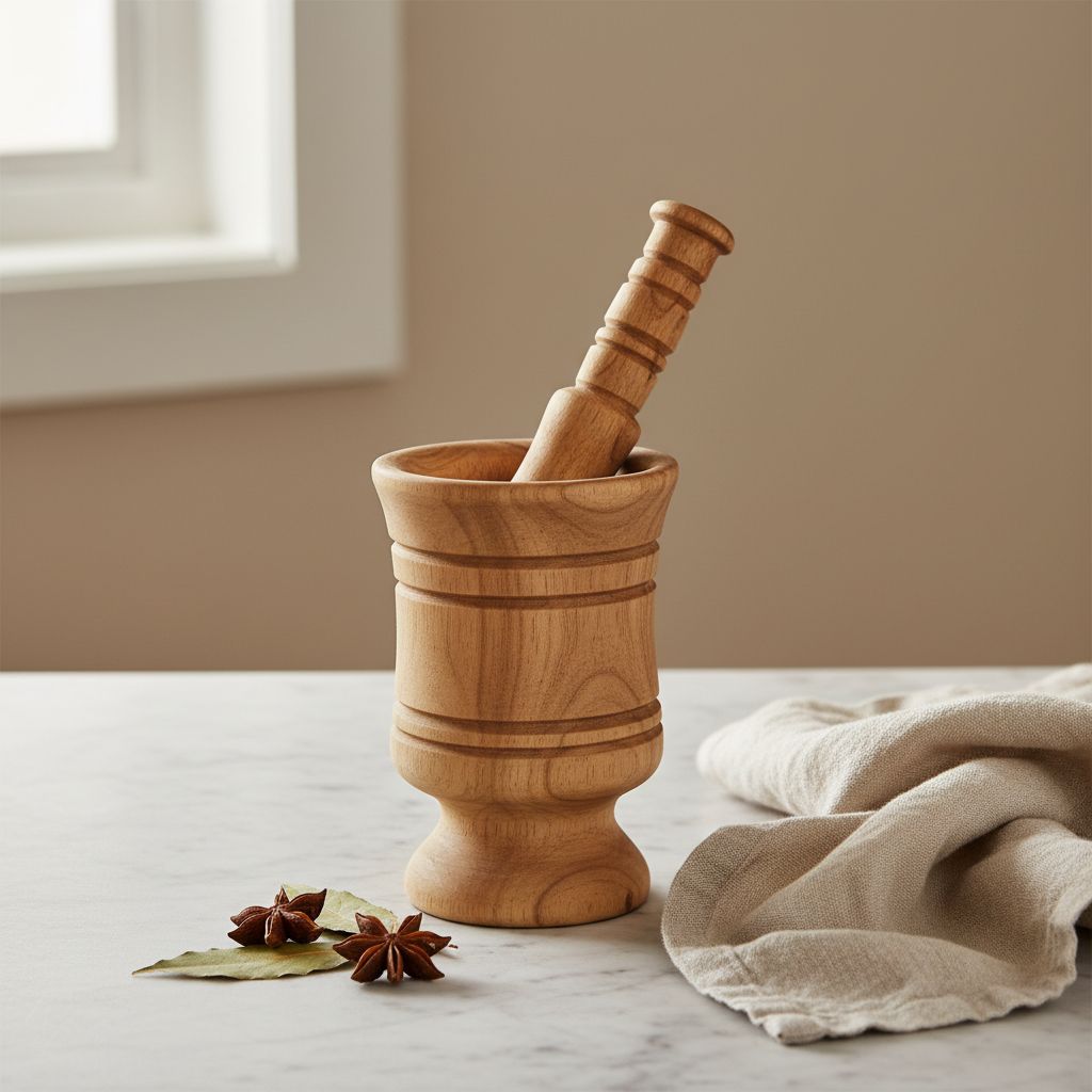 Mortier en bois artisanal pour des préparations savoureuses