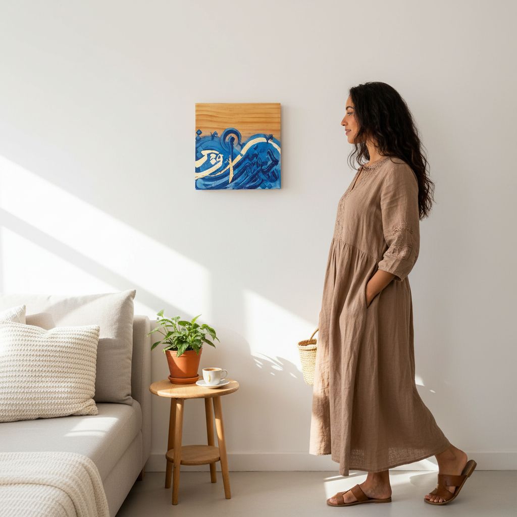 Peinture acrylique abstraite en bois freine pour décor unique