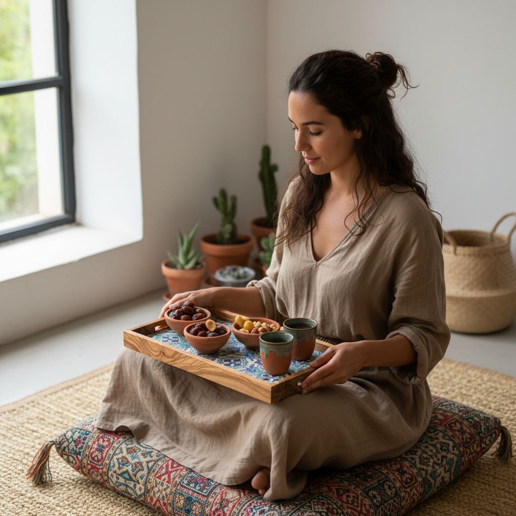 Plateau bois d'olivier et céramique bleu ciel 30x20 cm premium