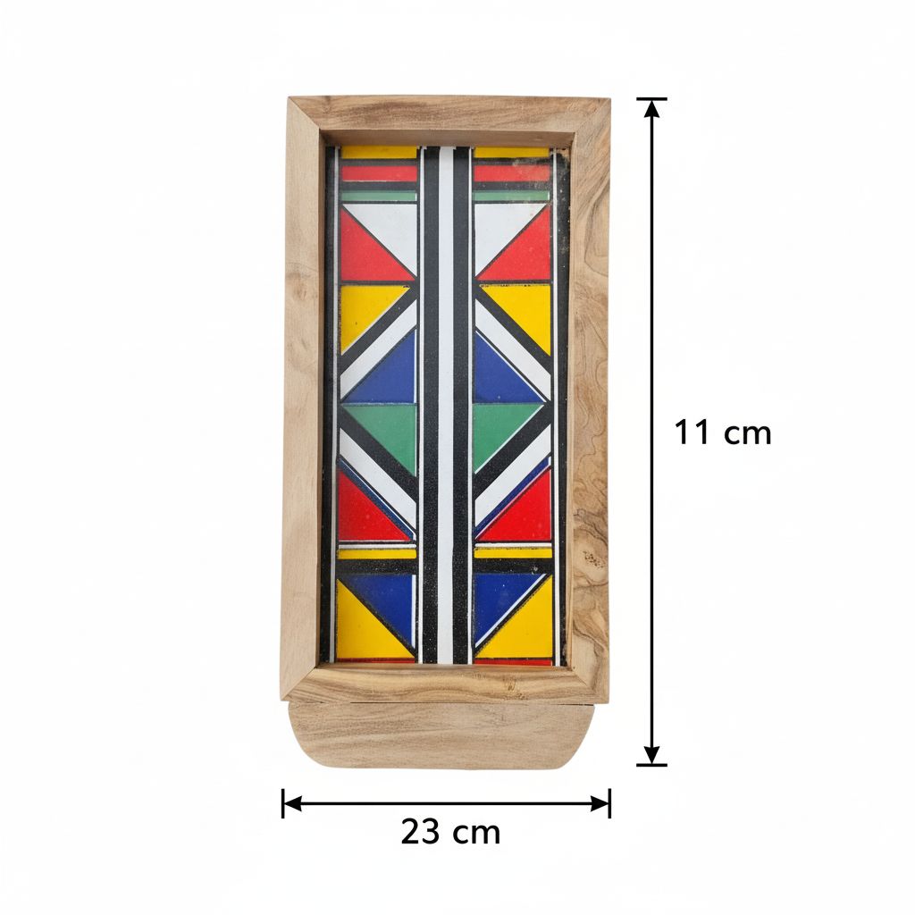 Plateau bois d'olivier et céramique couleurs vibrantes 23x11 cm