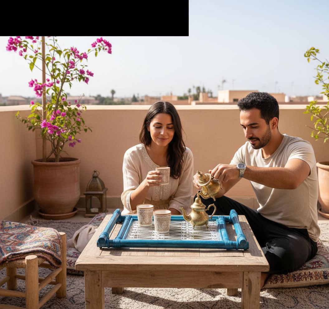plateau rotin élégant en fer forgé avec verre chic
