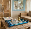 plateau rotin chic en fer forgé et verre pour un style unique