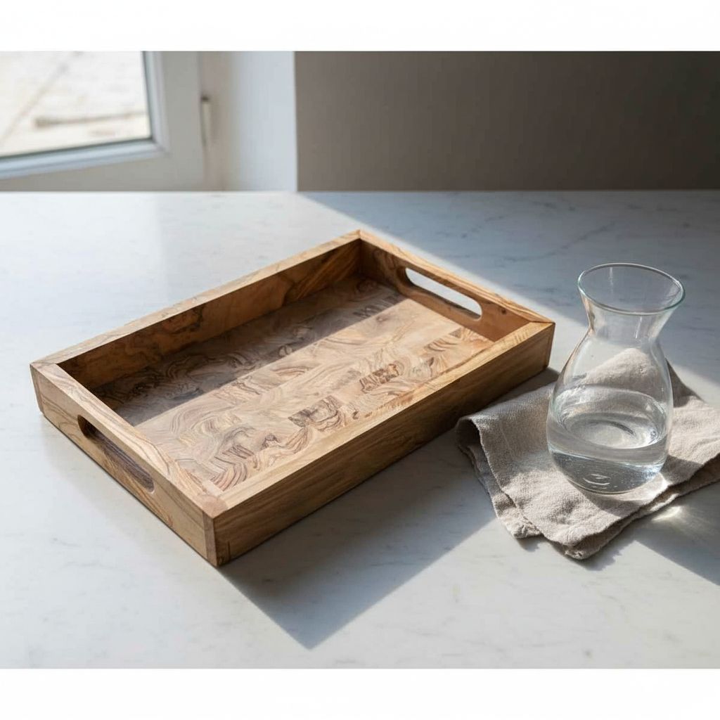 Plateau en bois d'oliviers chic et unique pour votre table