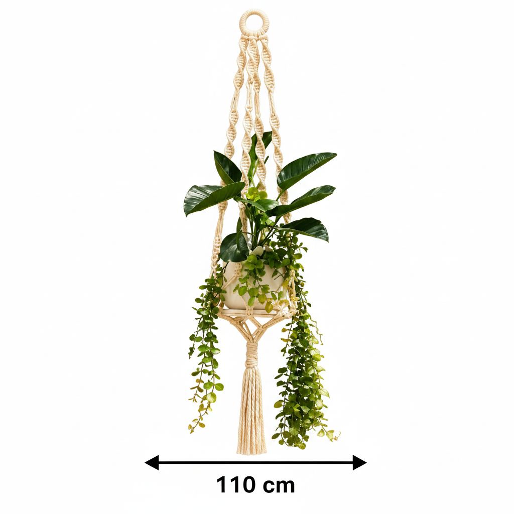 Porte plante macramé beige en coton naturel pour un intérieur chic