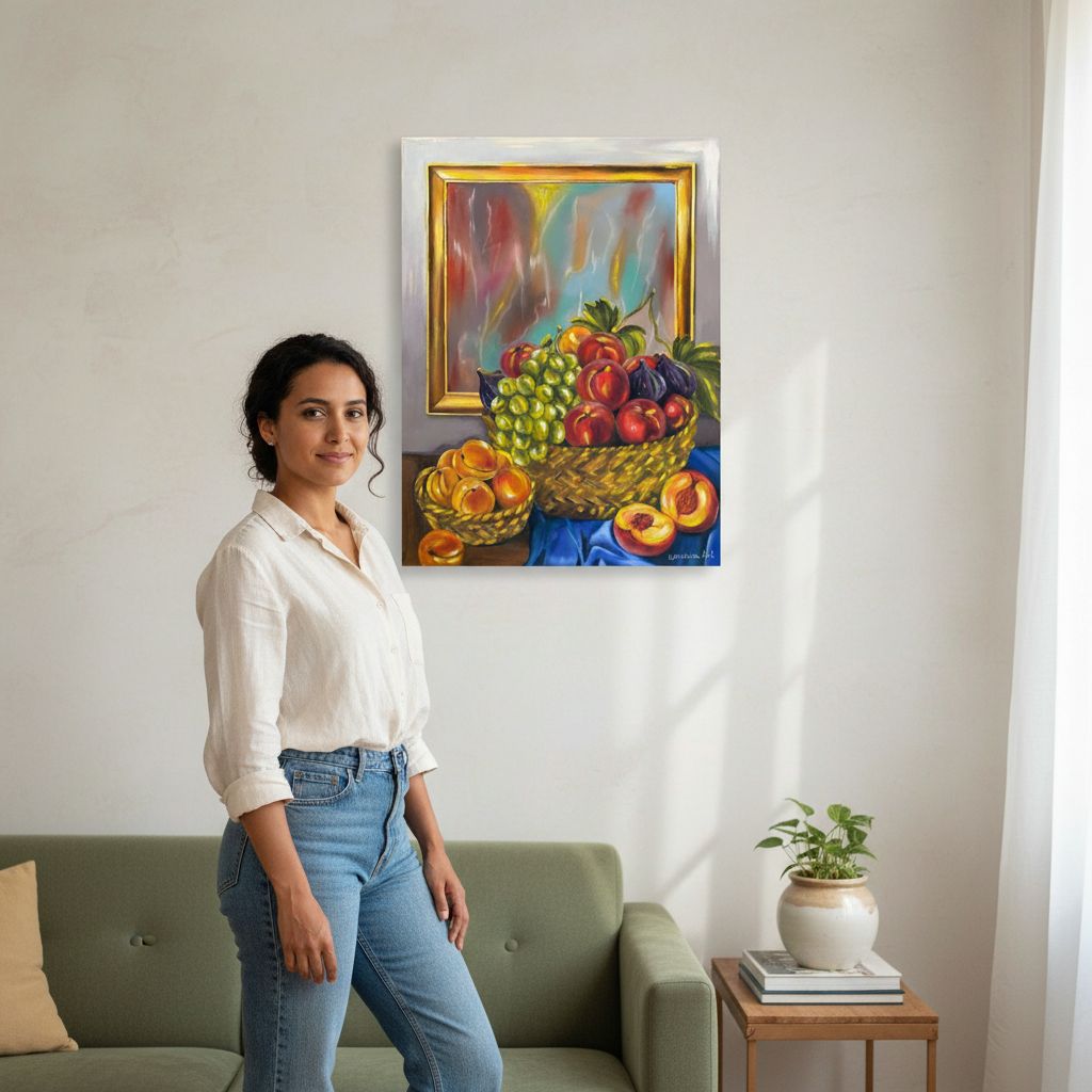 tableau fruits été 64x61cm peinture à l huile luxe unique