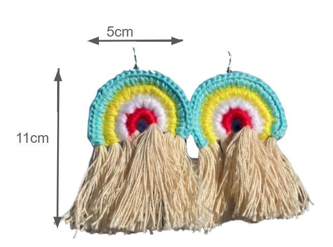 Boucles d'Oreilles Arc-en-Ciel en Crochet Faites à la main