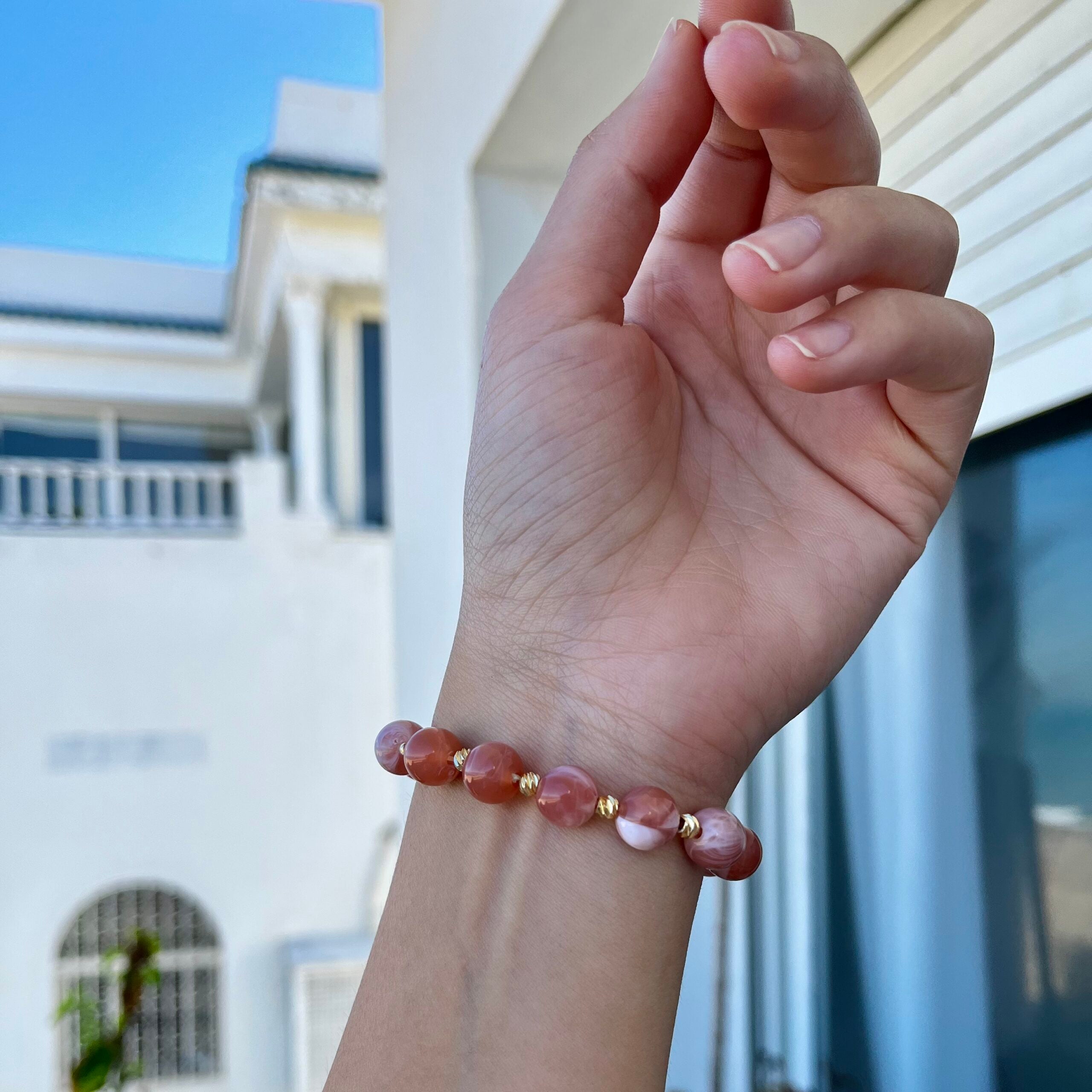 Bracelet rose en pierre naturelle pour une élégance intemporelle