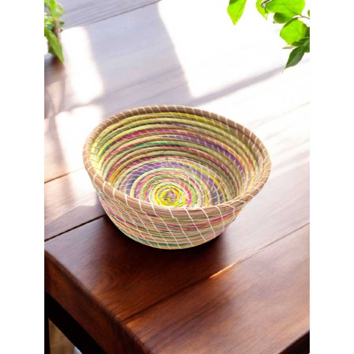 Panier tissé naturel multicolore